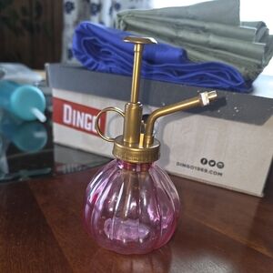 Pink Glass Plant Mister with Gold Pump